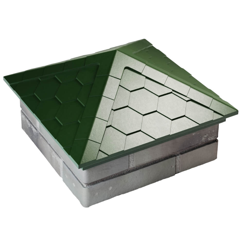 Колпак Zking Эверест Зеленый на столб 1.5х1.5 кирпича (390х390мм) в Мариуполе фото