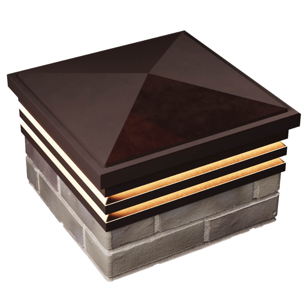 Колпак Zking Бона ХайТек Коричневый на столб 1.5х1.5 кирпича (385х385мм) с подсветкой в Мариуполе фото