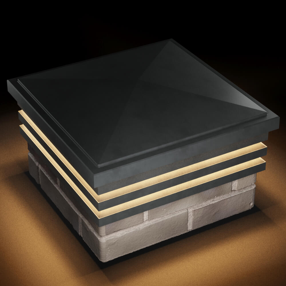 Колпак Zking Бона ХайТек Серый на столб 1.5х1.5 кирпича (385х385мм) с подсветкой в Мариуполе фото