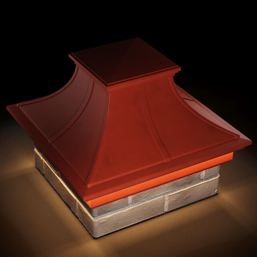 Колпак Zking Монблан Премиум Красный на столб 1.5х1.5 кирпича (385х385мм) с подсветкой в Мариуполе фото