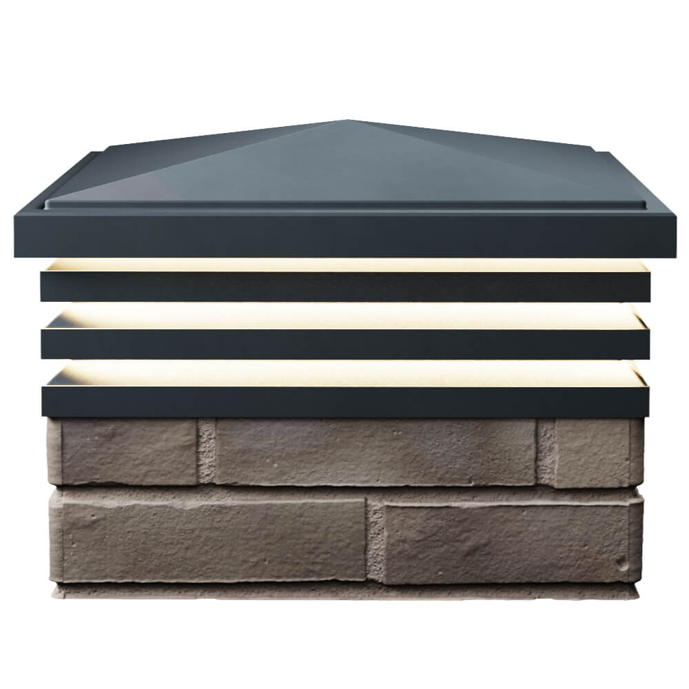 Колпак Zking Бона ХайТек Серый на столб 1.5х1.5 кирпича (385х385мм) с подсветкой в Мариуполе фото