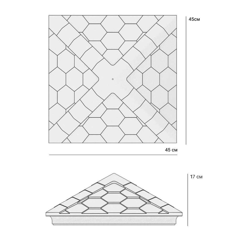 Колпак Zking Эверест Серый на столб 1.5х1.5 кирпича (390х390мм) в Мариуполе фото