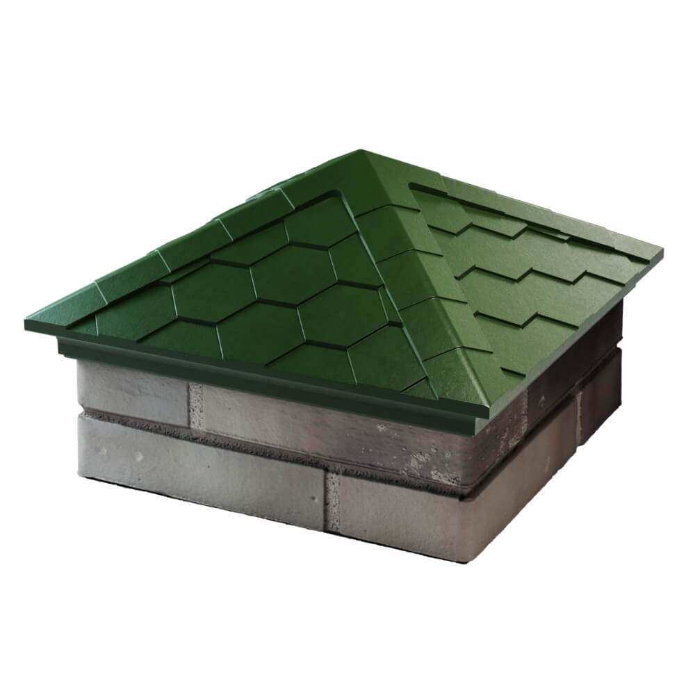 Колпак Zking Эверест Зеленый на столб 1.5х1.5 кирпича (390х390мм) в Мариуполе фото