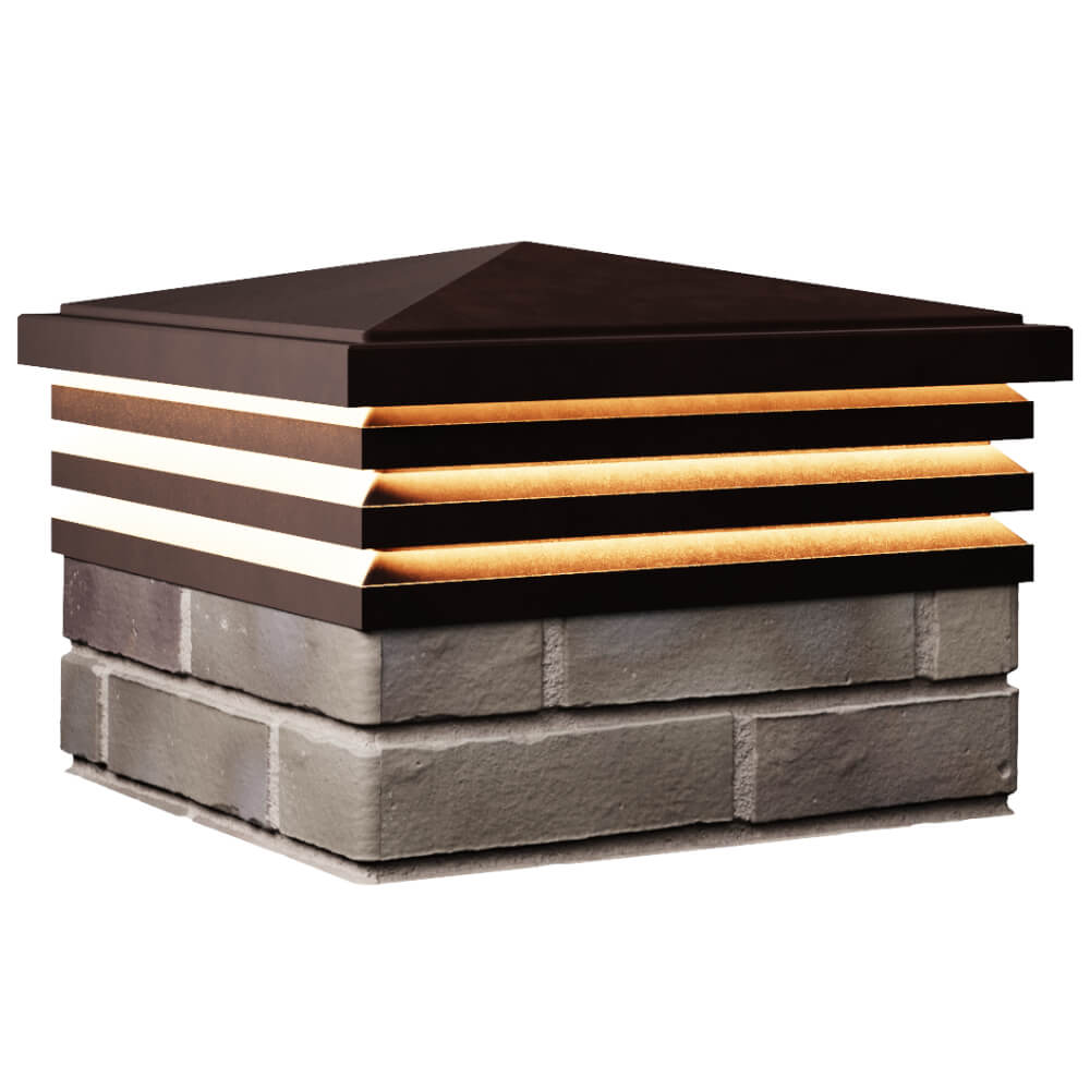 Колпак Zking Бона ХайТек Коричневый на столб 1.5х1.5 кирпича (385х385мм) с подсветкой в Мариуполе фото