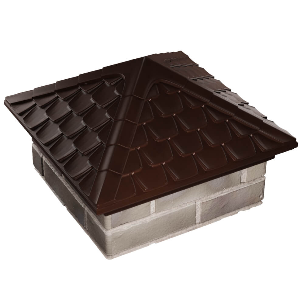 Колпак Zking Эльбрус Коричневый на столб 1.5х1.5 кирпича (385х385мм) в Мариуполе фото