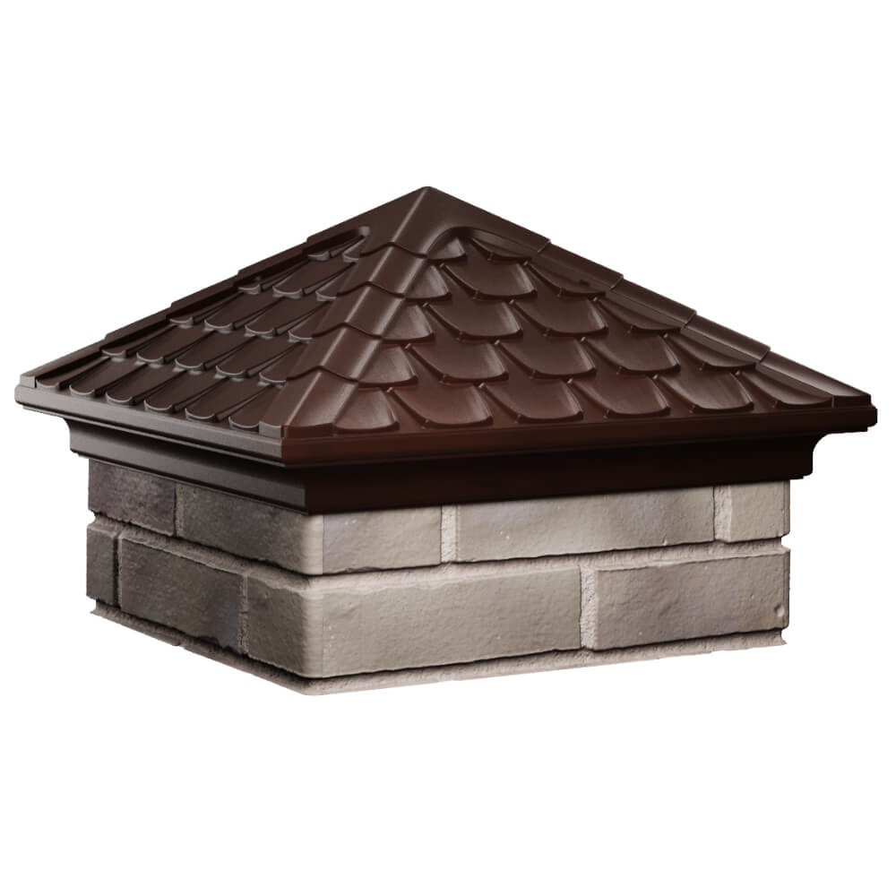 Колпак Zking Эльбрус Коричневый на столб 1.5х1.5 кирпича (385х385мм) в Мариуполе фото