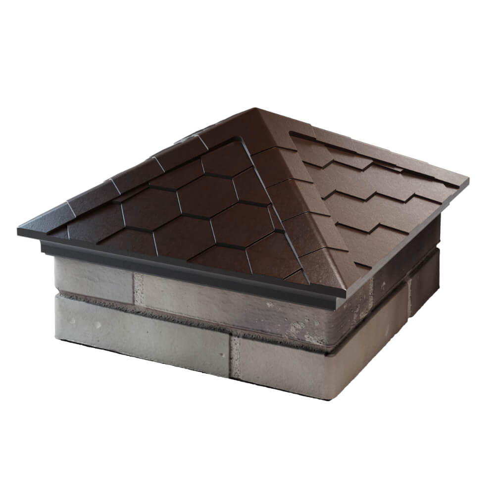 Колпак Zking Эверест Коричневый на столб 1.5х1.5 кирпича (390х390мм) в Мариуполе фото
